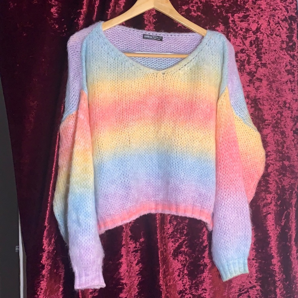 Shein pastel rainbow sweater size L